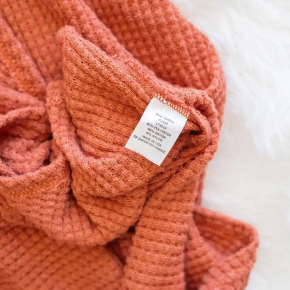 Absolutely Top Sz Large Peach WaffleKnit Sleeveless Asymmetric Layer Made in USA - Picture 5 of 7